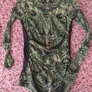 INC International Concepts Green Paisley Long Sleeve Tunic